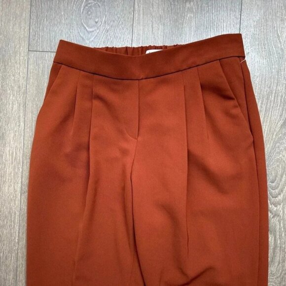 Aritzia Babaton Cohen Pant High Rise Waist Trousers Straight Leg Pleated Rust 2 - Picture 9 of 14